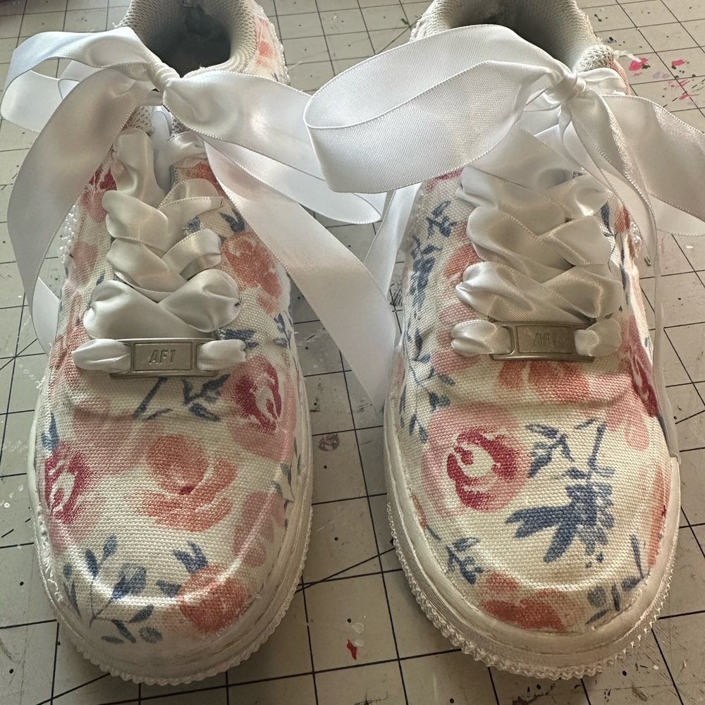 Floral Canvas Sneakers with Satin Laces